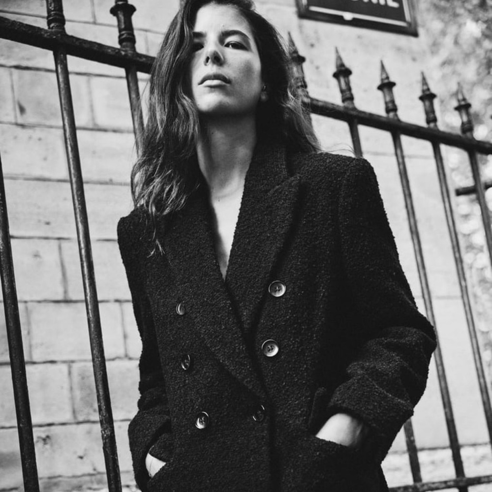 LONG BOUCLE DOUBLE BREASTED BLAZER